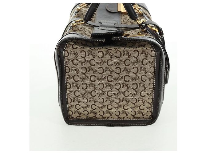 Céline Borsa Boston Celine C Sulky in tela marrone e oro Auth bs32098 D'oro - vista 4