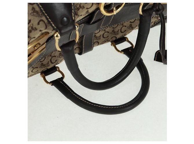 Céline Borsa Boston Celine C Sulky in tela marrone e oro Auth bs32098 D'oro - vista 7