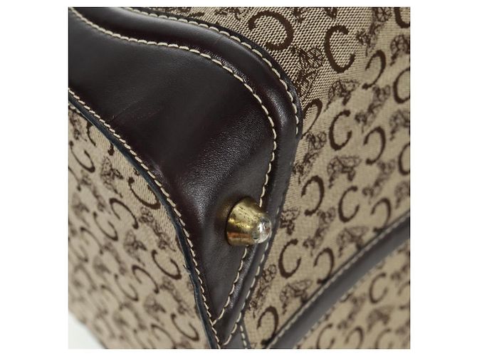 Céline Borsa Boston Celine C Sulky in tela marrone e oro Auth bs32098 D'oro - vista 8