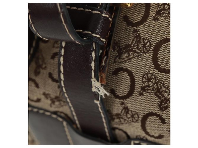 Céline Borsa Boston Celine C Sulky in tela marrone e oro Auth bs32098 D'oro - vista 9