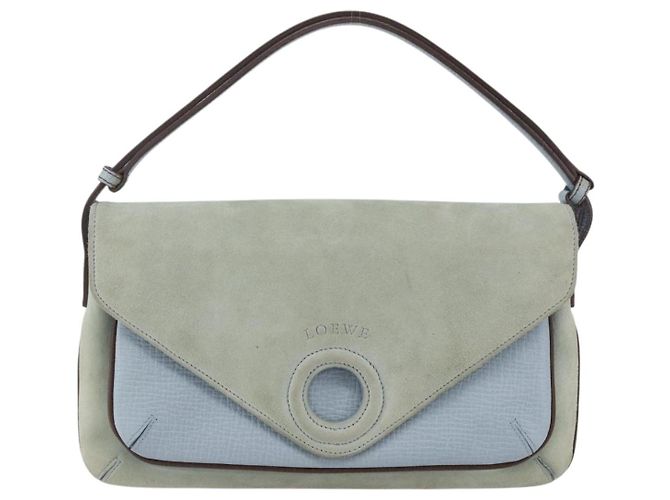 Borsa LOEWE in suede blu argento autentica ka1394 - vista 13