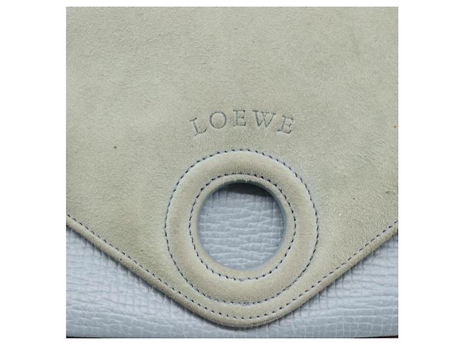 Borsa LOEWE in suede blu argento autentica ka1394 - vista 17