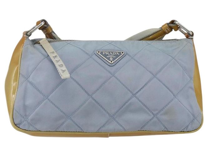 PRADA Schultertasche Nylon Emaille Hellblau Silber Authentisch 160526 - Ansicht 13