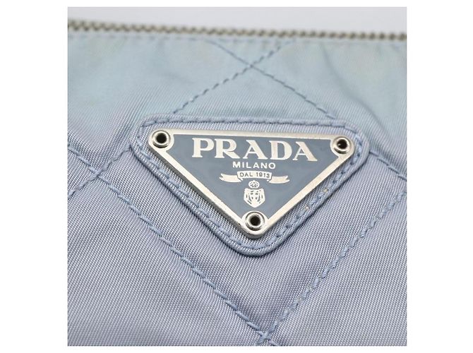 PRADA Schultertasche Nylon Emaille Hellblau Silber Authentisch 160526 - Ansicht 17