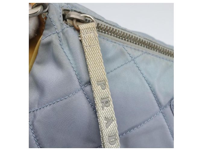 PRADA Schultertasche Nylon Emaille Hellblau Silber Authentisch 160526 - Ansicht 18