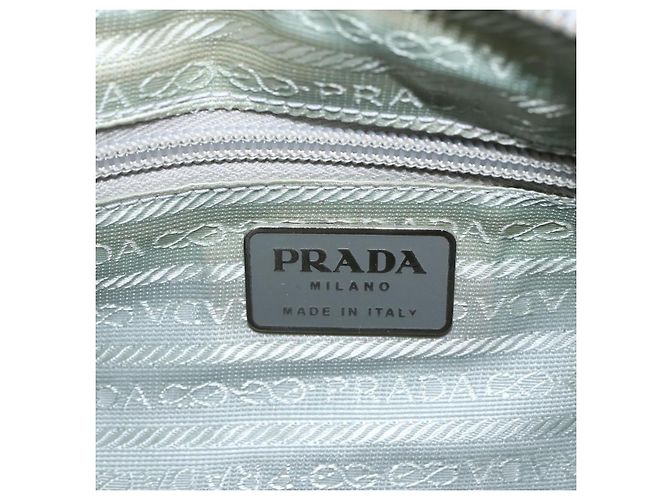 PRADA Schultertasche Nylon Emaille Hellblau Silber Authentisch 160526 - Ansicht 19