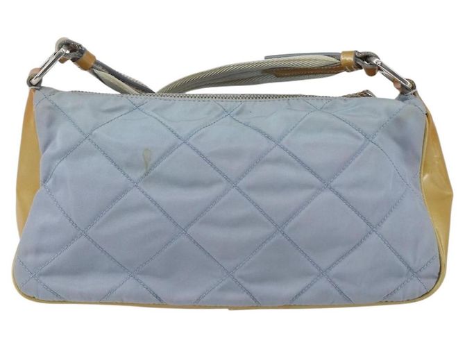 PRADA Schultertasche Nylon Emaille Hellblau Silber Authentisch 160526 - Ansicht 2