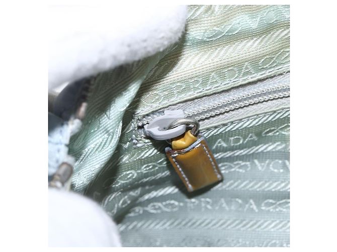 PRADA Schultertasche Nylon Emaille Hellblau Silber Authentisch 160526 - Ansicht 20