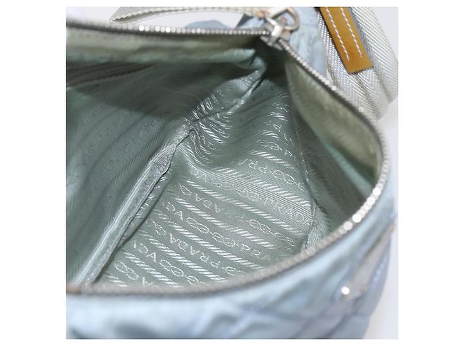 PRADA Schultertasche Nylon Emaille Hellblau Silber Authentisch 160526 - Ansicht 21
