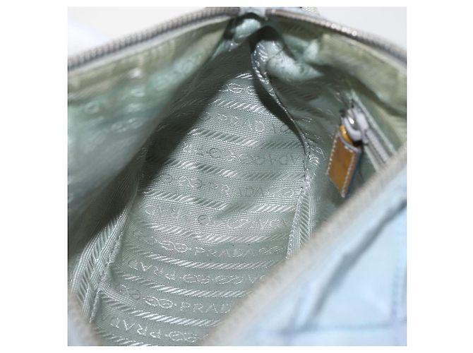 PRADA Schultertasche Nylon Emaille Hellblau Silber Authentisch 160526 - Ansicht 22
