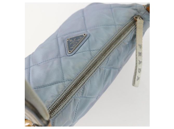 PRADA Schultertasche Nylon Emaille Hellblau Silber Authentisch 160526 - Ansicht 6