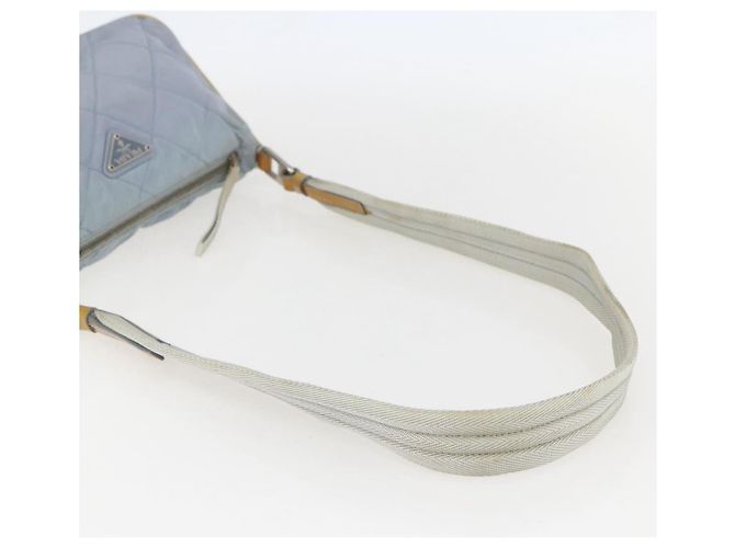 PRADA Schultertasche Nylon Emaille Hellblau Silber Authentisch 160526 - Ansicht 7