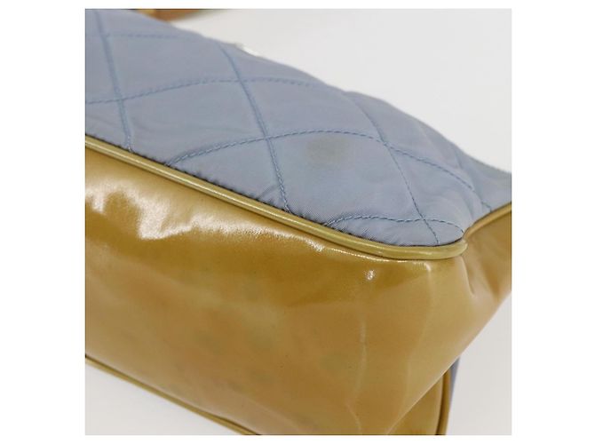 PRADA Schultertasche Nylon Emaille Hellblau Silber Authentisch 160526 - Ansicht 9