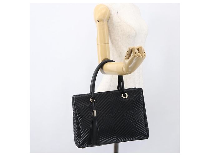 BALLY Borsa a mano in pelle nera e oro Auth 158990 Nero D'oro - vista 22