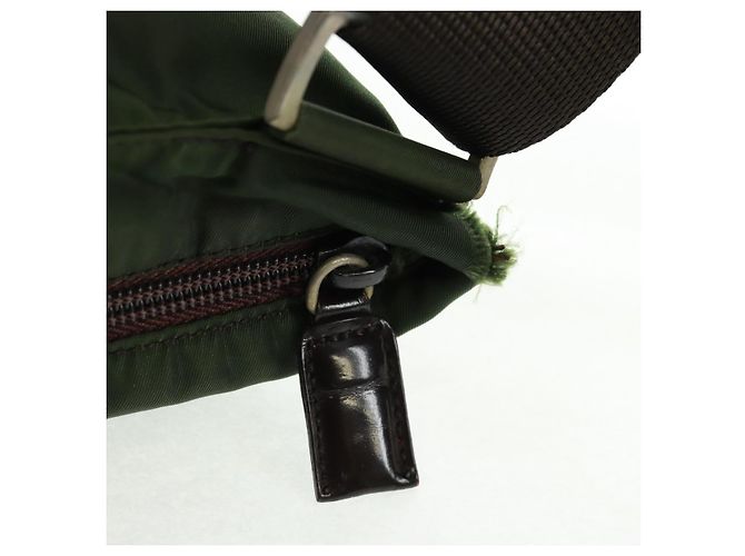 PRADA Schultertasche Nylon Khaki Silber Authentisch bs31875 - Ansicht 10