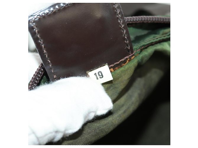 PRADA Schultertasche Nylon Khaki Silber Authentisch bs31875 - Ansicht 12