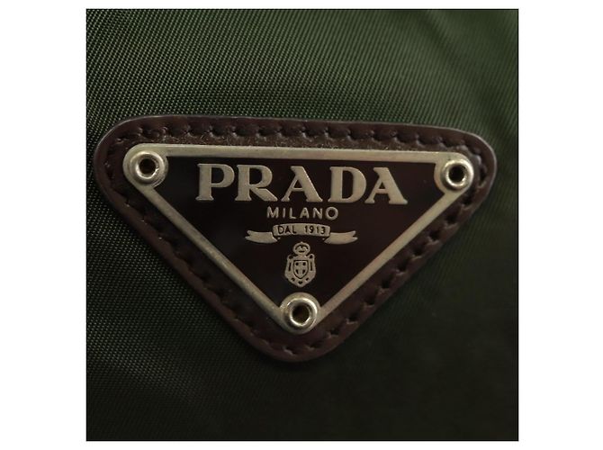 PRADA Schultertasche Nylon Khaki Silber Authentisch bs31875 - Ansicht 19