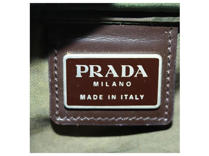 PRADA Schultertasche Nylon Khaki Silber Authentisch bs31875 - Ansicht 20
