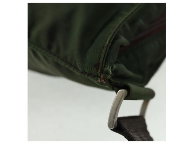 PRADA Schultertasche Nylon Khaki Silber Authentisch bs31875 - Ansicht 9