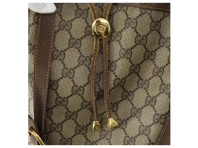Gucci Borsa GG Supreme Web Sherry Line PVC Beige Oro 41 02 034 Auth 156424 D'oro - vista 10