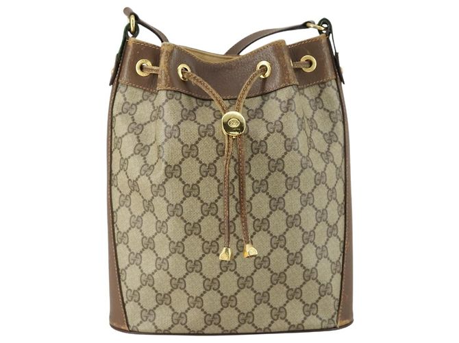 Gucci Borsa GG Supreme Web Sherry Line PVC Beige Oro 41 02 034 Auth 156424 D'oro - vista 13