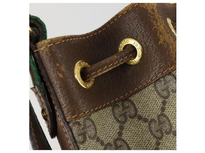 Gucci Borsa GG Supreme Web Sherry Line PVC Beige Oro 41 02 034 Auth 156424 D'oro - vista 17