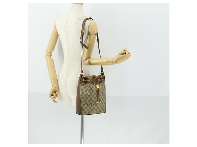 Gucci Borsa GG Supreme Web Sherry Line PVC Beige Oro 41 02 034 Auth 156424 D'oro - vista 22