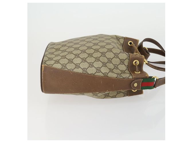 Gucci Borsa GG Supreme Web Sherry Line PVC Beige Oro 41 02 034 Auth 156424 D'oro - vista 3