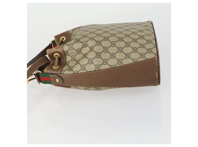 Gucci Borsa GG Supreme Web Sherry Line PVC Beige Oro 41 02 034 Auth 156424 D'oro - vista 4