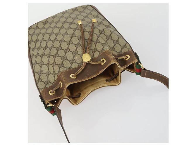 Gucci Borsa GG Supreme Web Sherry Line PVC Beige Oro 41 02 034 Auth 156424 D'oro - vista 6