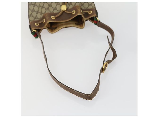 Gucci Borsa GG Supreme Web Sherry Line PVC Beige Oro 41 02 034 Auth 156424 D'oro - vista 7