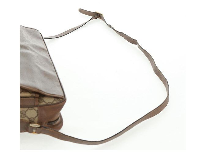 Borsa Gucci GG Supreme Web Sherry Line in PVC beige e oro 904 02 064 Auth bs32049 D'oro - vista 15