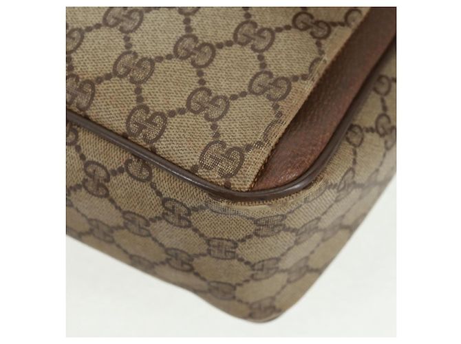 Borsa Gucci GG Supreme Web Sherry Line in PVC beige e oro 904 02 064 Auth bs32049 D'oro - vista 17