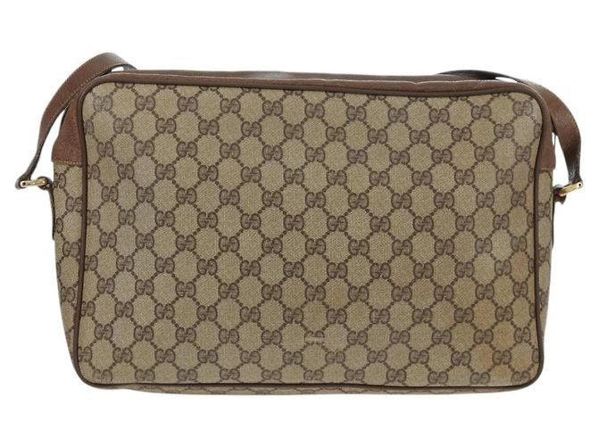 Borsa Gucci GG Supreme Web Sherry Line in PVC beige e oro 904 02 064 Auth bs32049 D'oro - vista 2