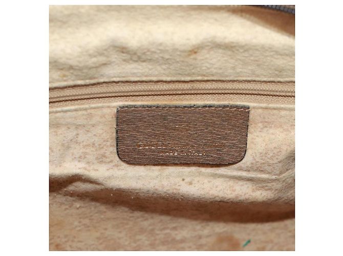 Borsa Gucci GG Supreme Web Sherry Line in PVC beige e oro 904 02 064 Auth bs32049 D'oro - vista 25