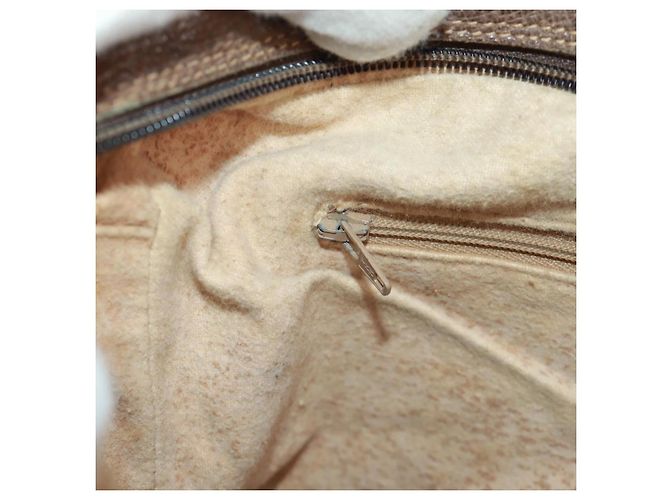 Borsa Gucci GG Supreme Web Sherry Line in PVC beige e oro 904 02 064 Auth bs32049 D'oro - vista 28