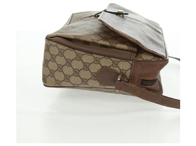 Borsa Gucci GG Supreme Web Sherry Line in PVC beige e oro 904 02 064 Auth bs32049 D'oro - vista 4