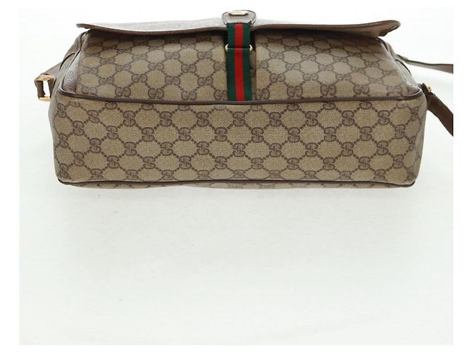 Borsa Gucci GG Supreme Web Sherry Line in PVC beige e oro 904 02 064 Auth bs32049 D'oro - vista 5
