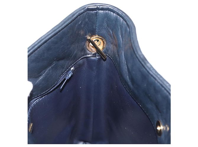 BALLY Borsa a Spalla a Catena Pelle Blu Navy Oro Auth 159580 D'oro - vista 19