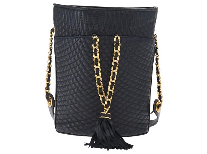 BALLY Borsa a Spalla a Catena Pelle Blu Navy Oro Auth 159580 D'oro - vista 2