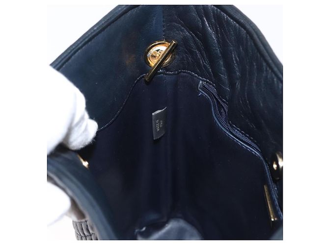 BALLY Borsa a Spalla a Catena Pelle Blu Navy Oro Auth 159580 D'oro - vista 20