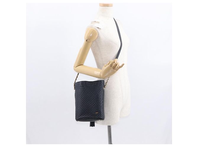 BALLY Borsa a Spalla a Catena Pelle Blu Navy Oro Auth 159580 D'oro - vista 22
