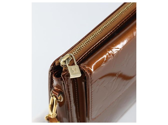 LOUIS VUITTON Bolsa Accesorio Motto Monogram Vernis Bronce M91138 Auth 160428 - vista 9