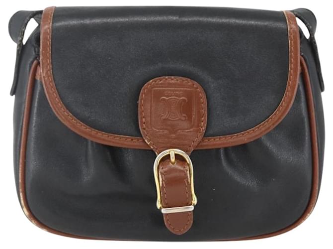 Céline Borsa a Spalla in Pelle Nera e Oro Auth BA9422 Nero D'oro - vista 13