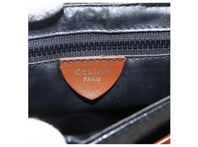 Céline Borsa a Spalla in Pelle Nera e Oro Auth BA9422 Nero D'oro - vista 17