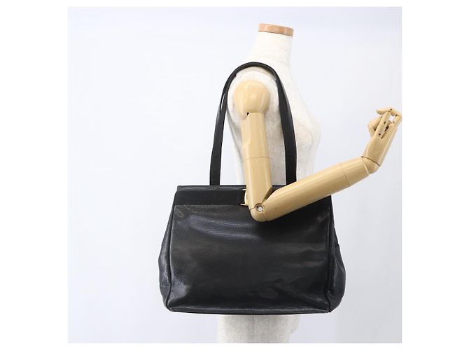 Borsa Tote Vala in pelle nera e oro Salvatore Ferragamo Auth am10419 Nero D'oro - vista 20