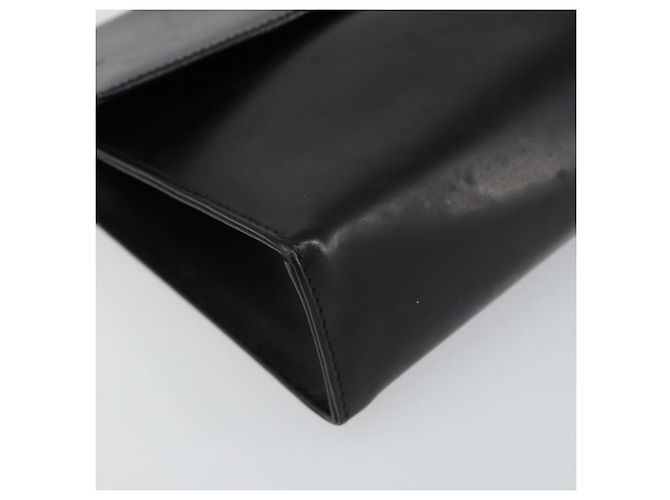 Bolsa de ombro Gancini Chain em couro preto e dourado Auth 159360 da Salvatore Ferragamo - vista 14