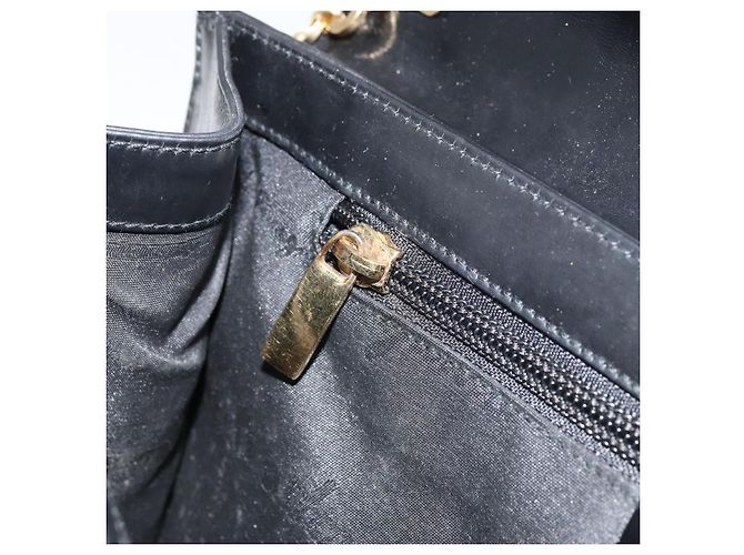 Bolsa de ombro Gancini Chain em couro preto e dourado Auth 159360 da Salvatore Ferragamo - vista 20