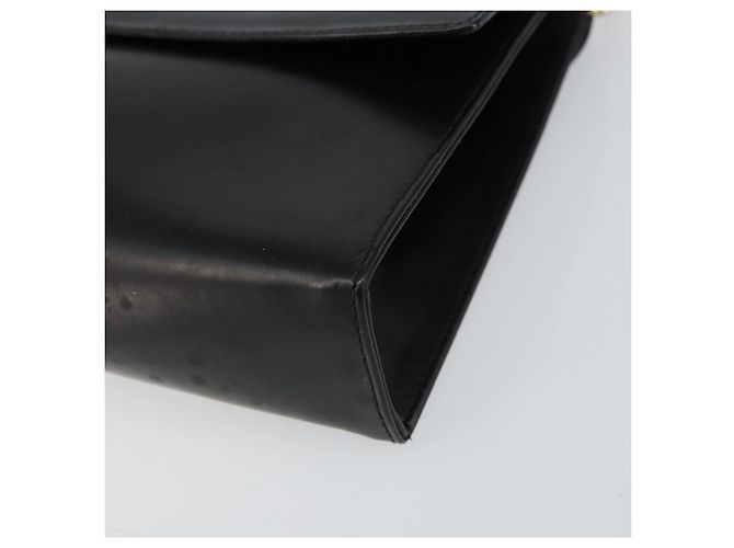 Bolsa de ombro Gancini Chain em couro preto e dourado Auth 159360 da Salvatore Ferragamo - vista 9