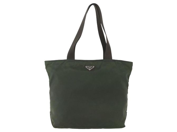 PRADA Tote Bag aus Nylon Khaki Silber authentisch ka1393 - Ansicht 13